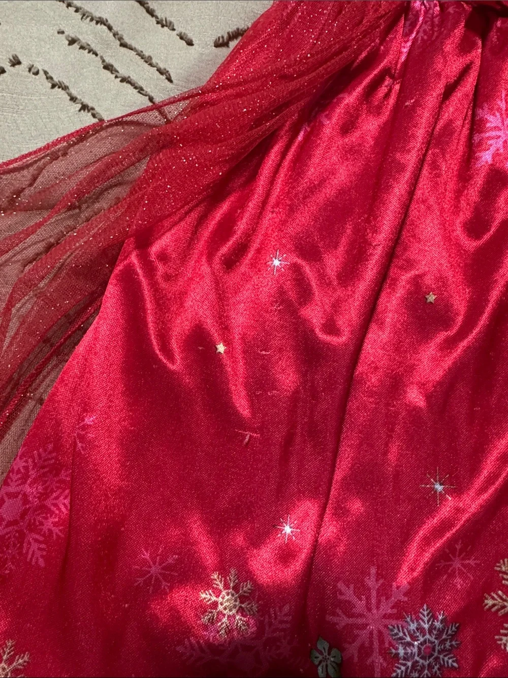 Disney Red Sparkle Princess Nightgown with Snowflake Details